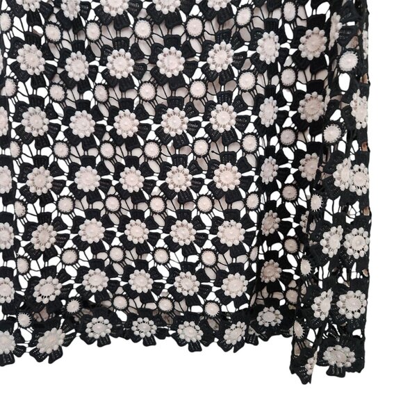 Kate Spade Shift Dress‎ 0 Daisy Crochet Lace Floral Black 3/4 Sleeves Wedding - Picture 5 of 16